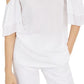 Blusa feminina Michael Kors com manga bufante e ombro vazado, branca, tamanho M