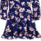 Vestido floral feminino Us Angels com mangas curtas, azul, tamanho 16