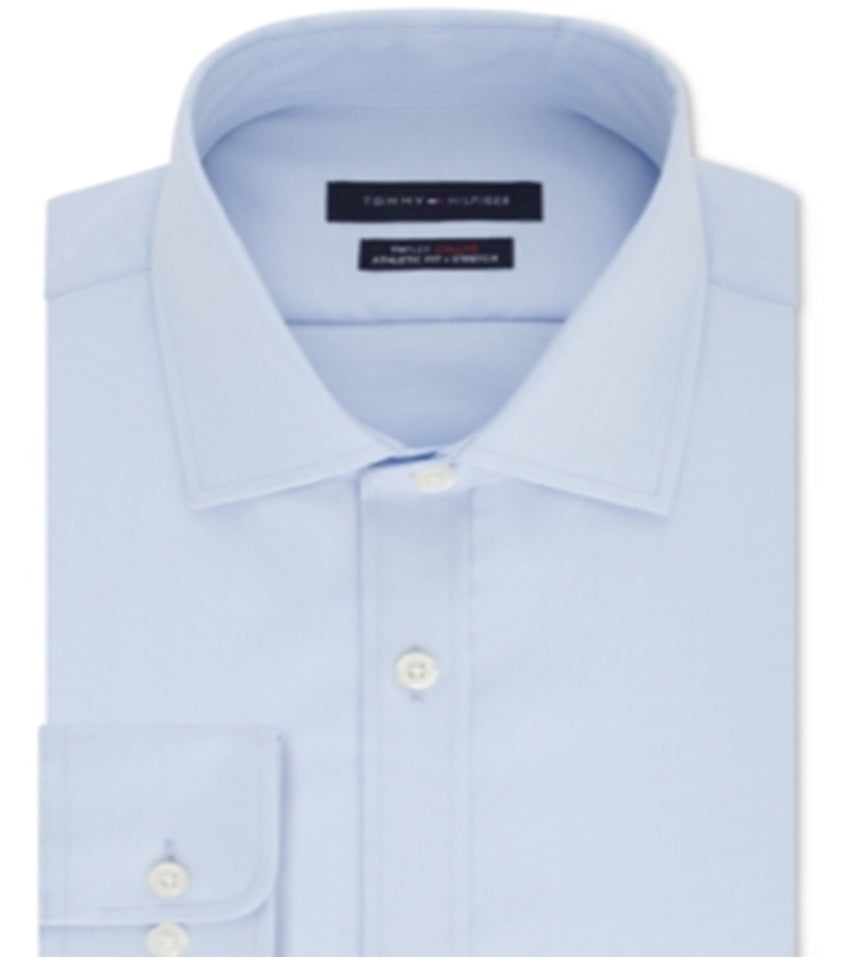 Camisa social masculina Tommy Hilfiger Athletic Fit Performance Stretch Th Flex Collar Solid Azul Tamanho 16,5x-36-37-G