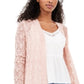 Cardigan American Rag Junior's Crochet Frente Aberta Rosa Tamanho Médio