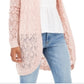 Cardigan American Rag Junior's Crochet Frente Aberta Rosa Tamanho Médio