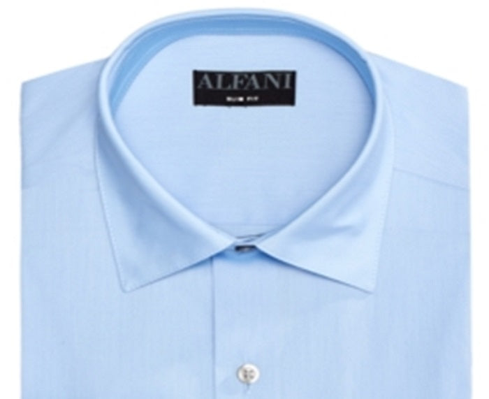 Camisa social masculina Alfani Solid Classic Regular Fit Azul Tamanho P-14,5X32-33
