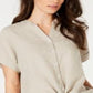 Camisa feminina Charter Club de linho com amarração frontal, marrom, tamanho GG