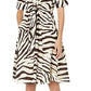 Vestido feminino Ralph Lauren com estampa animal e cintura amarrada, manga curta, decote em V, comprimento até o joelho, marrom, tamanho 16