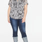 Blusa feminina Rachel Roy estampada com decote em V e manga curta, plus size 1X, branca
