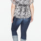 Blusa feminina Rachel Roy estampada com decote em V e manga curta, plus size 1X, branca