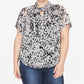 Blusa feminina Rachel Roy estampada com decote em V e manga curta, plus size 1X, branca