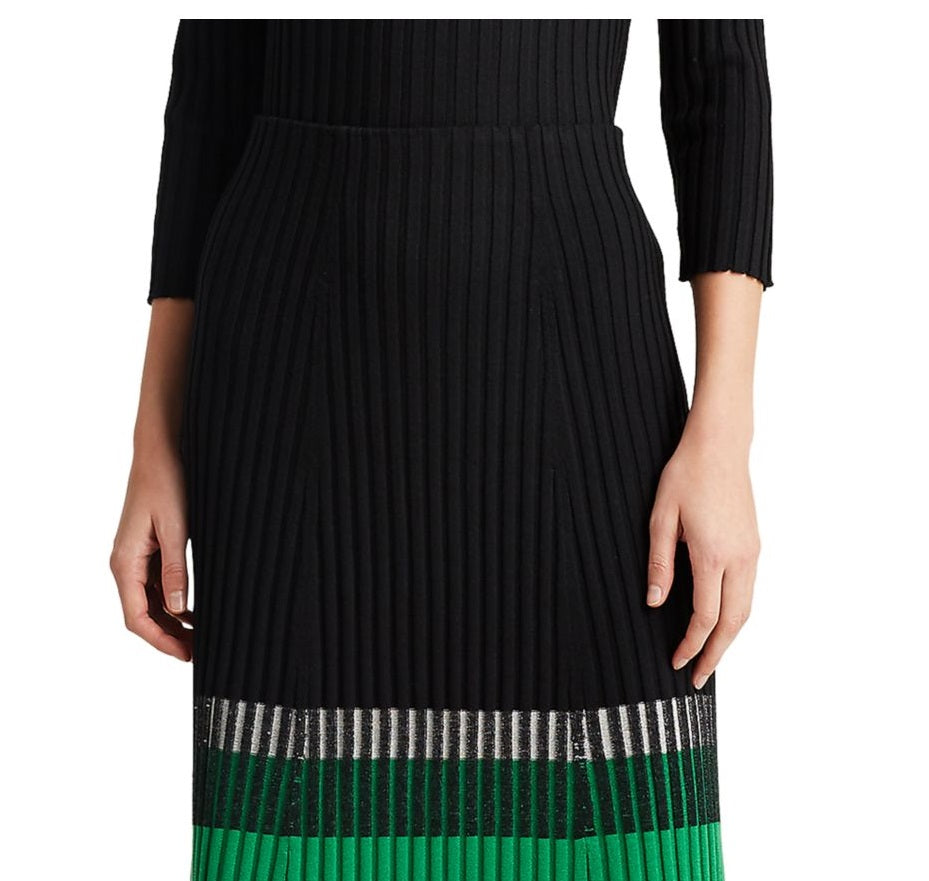 Ralph Lauren Feminino Cintura Alta Cintura Cintura Alta Abaixo do Joelho Saia Corta-vento Preta Tamanho XX-G