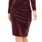 Vestido de festa Calvin Klein feminino, manga longa, gola alta, comprimento até o joelho, roxo, tamanho 6
