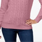 Karen Scott Suéter feminino com gola alta e acabamento em botões, rosa, tamanho XS
