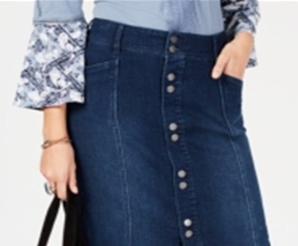Saia jeans feminina estilo &amp; co azul tamanho 4 petite