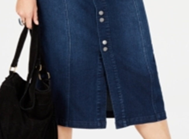 Saia jeans feminina estilo &amp; co azul tamanho 4 petite
