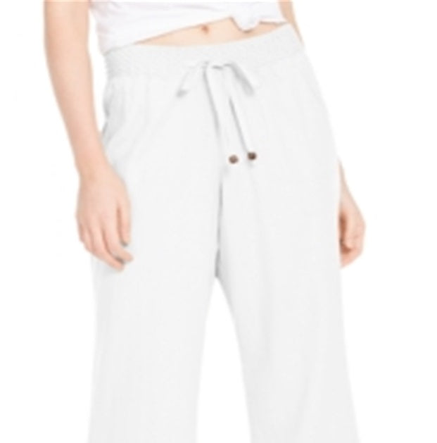 Calça de praia feminina Sound/Style de perna larga, branca, tamanho extragrande