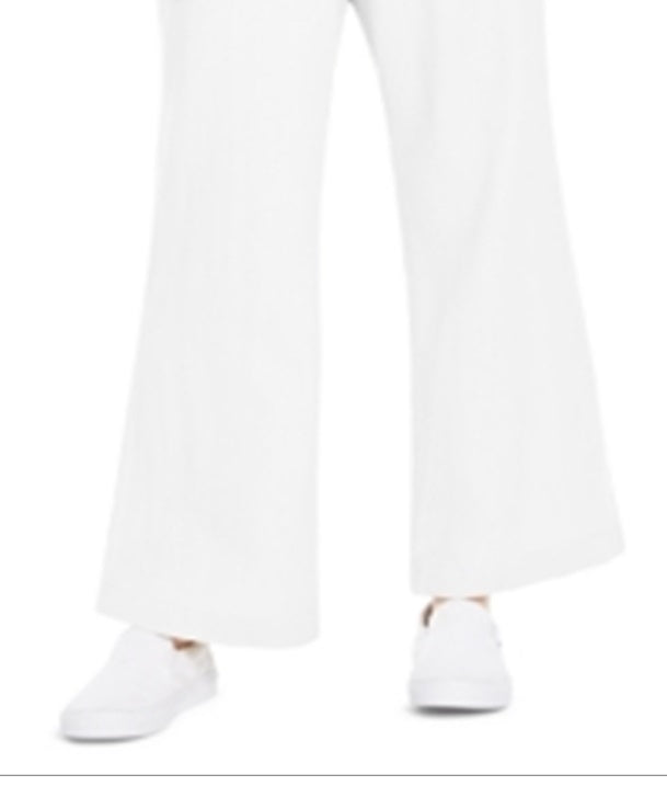Calça de praia feminina Sound/Style de perna larga, branca, tamanho extragrande