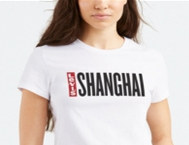 Camiseta Levi's Feminina Batwing Logo Cotton Cities Branca Tamanho X-G