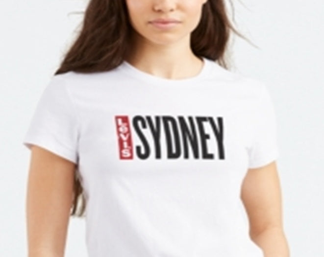 Camiseta Levi's Feminina Batwing Logo Cotton Cities Branca Tamanho X-G