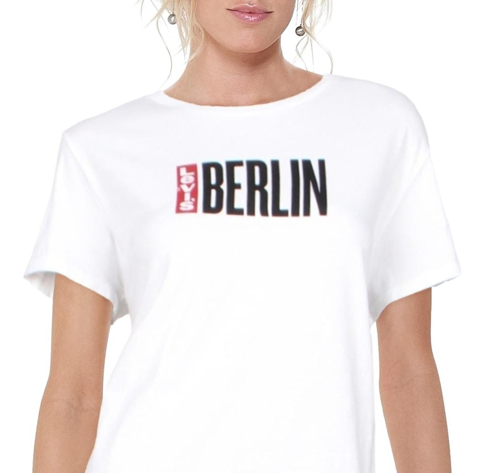 Camiseta Levi's Feminina Batwing Logo Cotton Cities Branca Tamanho X-G