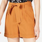 Shorts de crepe com cinto Bar III feminino marrom tamanho 6