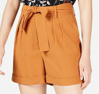 Shorts de crepe com cinto Bar III feminino marrom tamanho 6