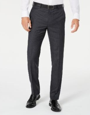 Calça de terno listrada elástica ultraflex clássica masculina Lauren Ralph Lauren, tamanho 44x30, preta