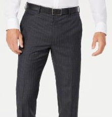 Calça de terno listrada elástica ultraflex clássica masculina Lauren Ralph Lauren, tamanho 44x30, preta