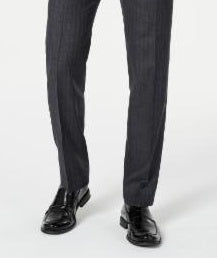 Calça de terno listrada elástica ultraflex clássica masculina Lauren Ralph Lauren, tamanho 44x30, preta