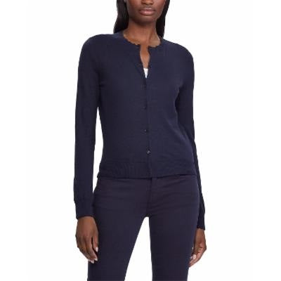 Cardigan Ralph Lauren Yamise com acabamento canelado e gola redonda, azul, tamanho grande, feminino