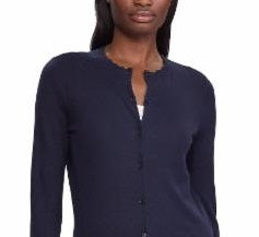 Cardigan Ralph Lauren Yamise com acabamento canelado e gola redonda, azul, tamanho grande, feminino