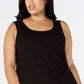 Alfani Feminino Plus Hi-Low Side Knot Top Preto Tamanho 3X