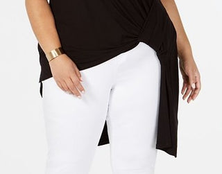 Alfani Feminino Plus Hi-Low Side Knot Top Preto Tamanho 3X