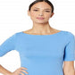 Blusa feminina Lauren by Ralph Lauren com manga dobrada macia, azul, tamanho GG