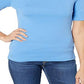Blusa feminina Lauren by Ralph Lauren com manga dobrada macia, azul, tamanho GG
