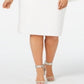 Vestido curto Calvin Klein feminino com zíper e manga 3/4, ombro de fora, abaixo do joelho, branco, tamanho 20W
