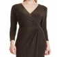 Vestido longo feminino metálico franzido Lauren Ralph Lauren, preto, tamanho 16