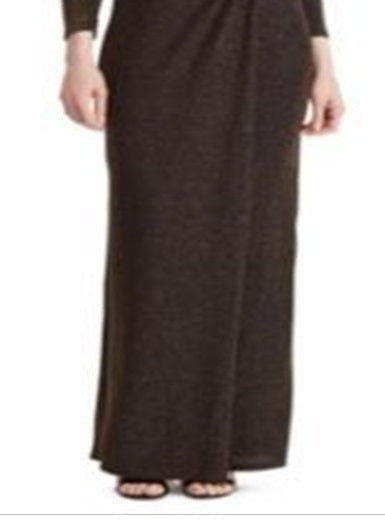 Vestido longo feminino metálico franzido Lauren Ralph Lauren, preto, tamanho 16