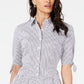 Vestido-camisa listrado e evasê feminino Maison Jules, azul, tamanho 14