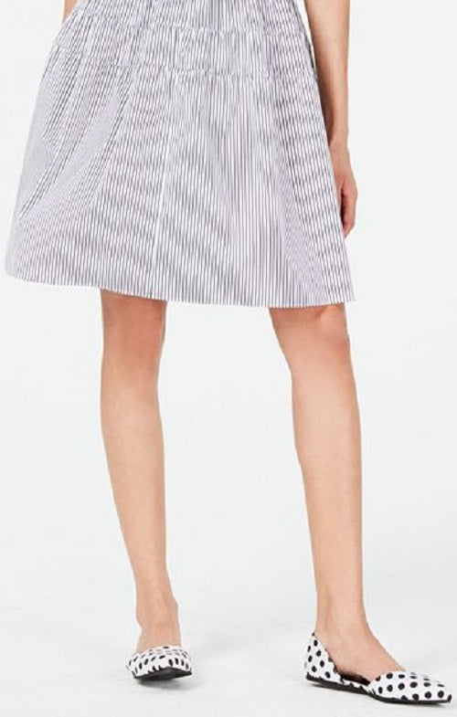 Vestido-camisa listrado e evasê feminino Maison Jules, azul, tamanho 14