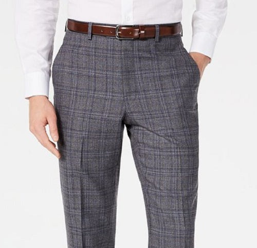 Calça masculina Michael Kors Windowpane Plaid Classic Fit cinza tamanho 36x34