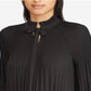 Blusa plissada com amarração no pescoço feminina Ralph Lauren, preta, tamanho XX-G