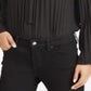 Blusa plissada com amarração no pescoço feminina Ralph Lauren, preta, tamanho XX-G