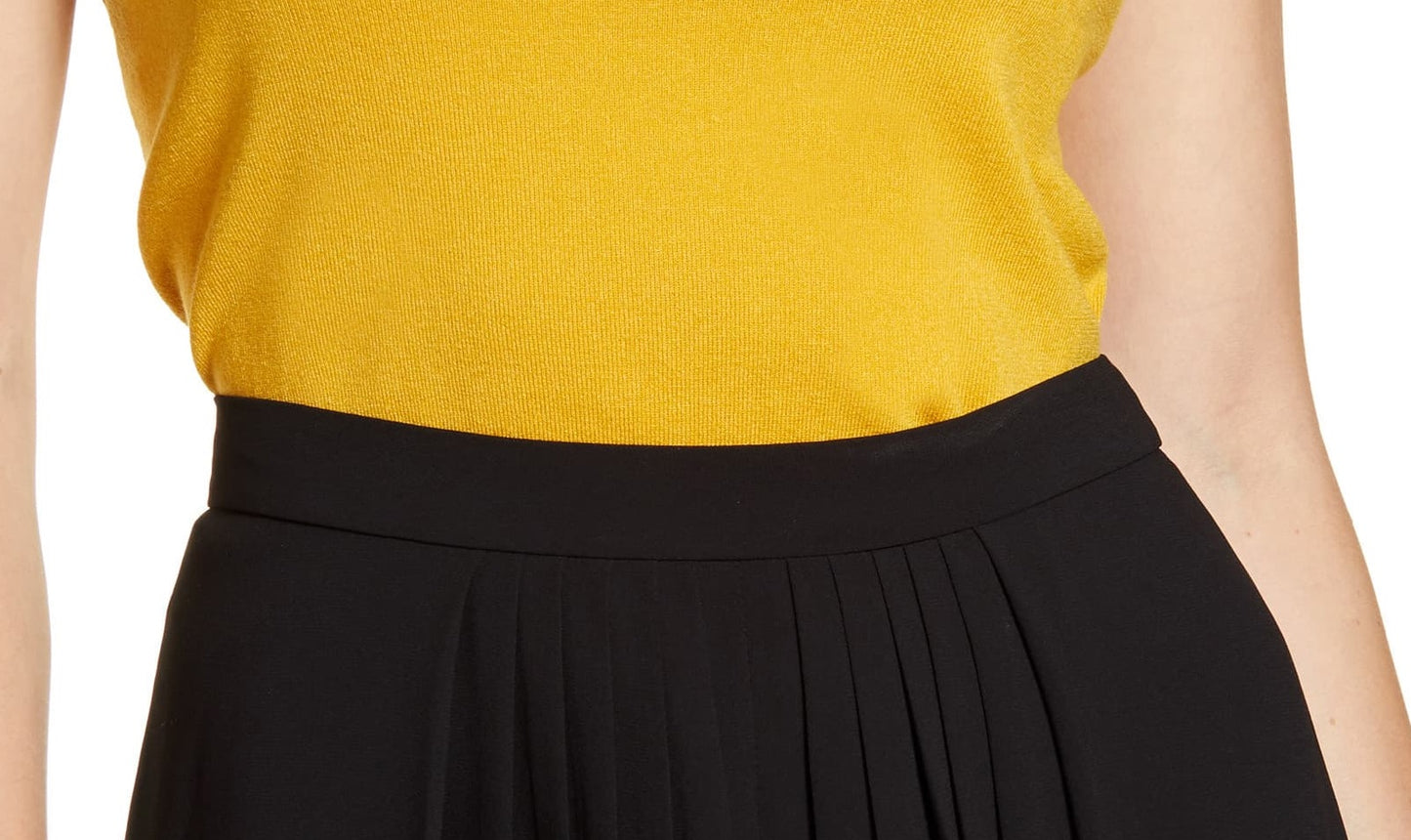Anne Klein Top Feminino Regata Gola V Dupla Mangas Amarelo Tamanho Médio