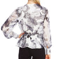 Vince Camuto Blusa floral de manga comprida feminina cinza tamanho XS