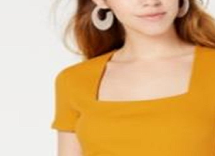 Body feminino Bar III com decote quadrado, amarelo, tamanho extragrande