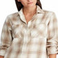 Ralph Lauren Blusa feminina xadrez com punho e gola, branca, tamanho grande
