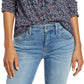 Blusa túnica feminina com estampa floral e manga comprida, azul, tamanho grande