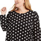 Blusa feminina Alfani Plus com bolinhas, preta, tamanho 0X