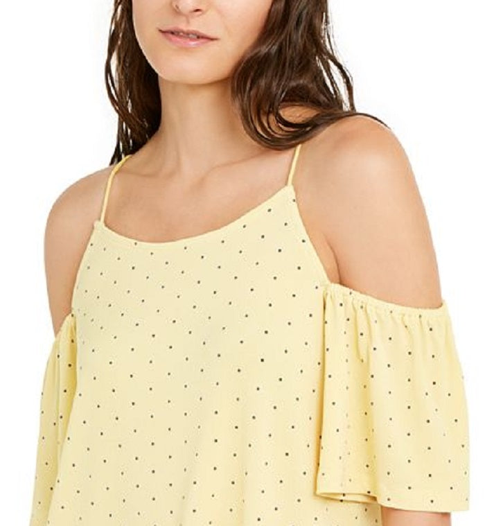 Blusa feminina estampada com ombros descobertos da INC International Concepts, amarela, tamanho M