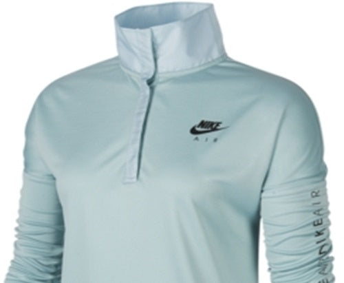 Camiseta de corrida Nike Air Half Zip feminina, verde, tamanho XS
