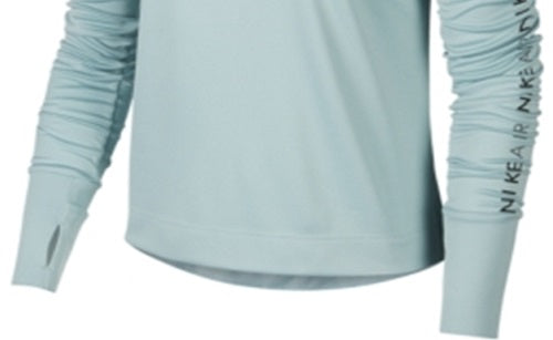 Camiseta de corrida Nike Air Half Zip feminina, verde, tamanho XS