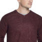 Suéter masculino vintage à prova de intempéries com decote em V e toque suave, vermelho, tamanho grande